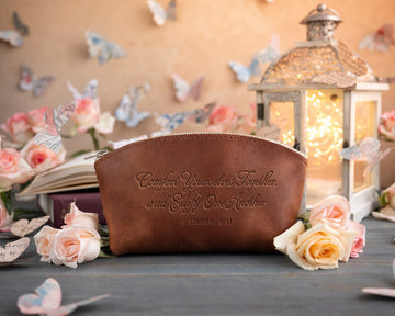 1 thessalonians 5:11 makeup bag – "comfort yourselves together, and edify one another" bible verse gift