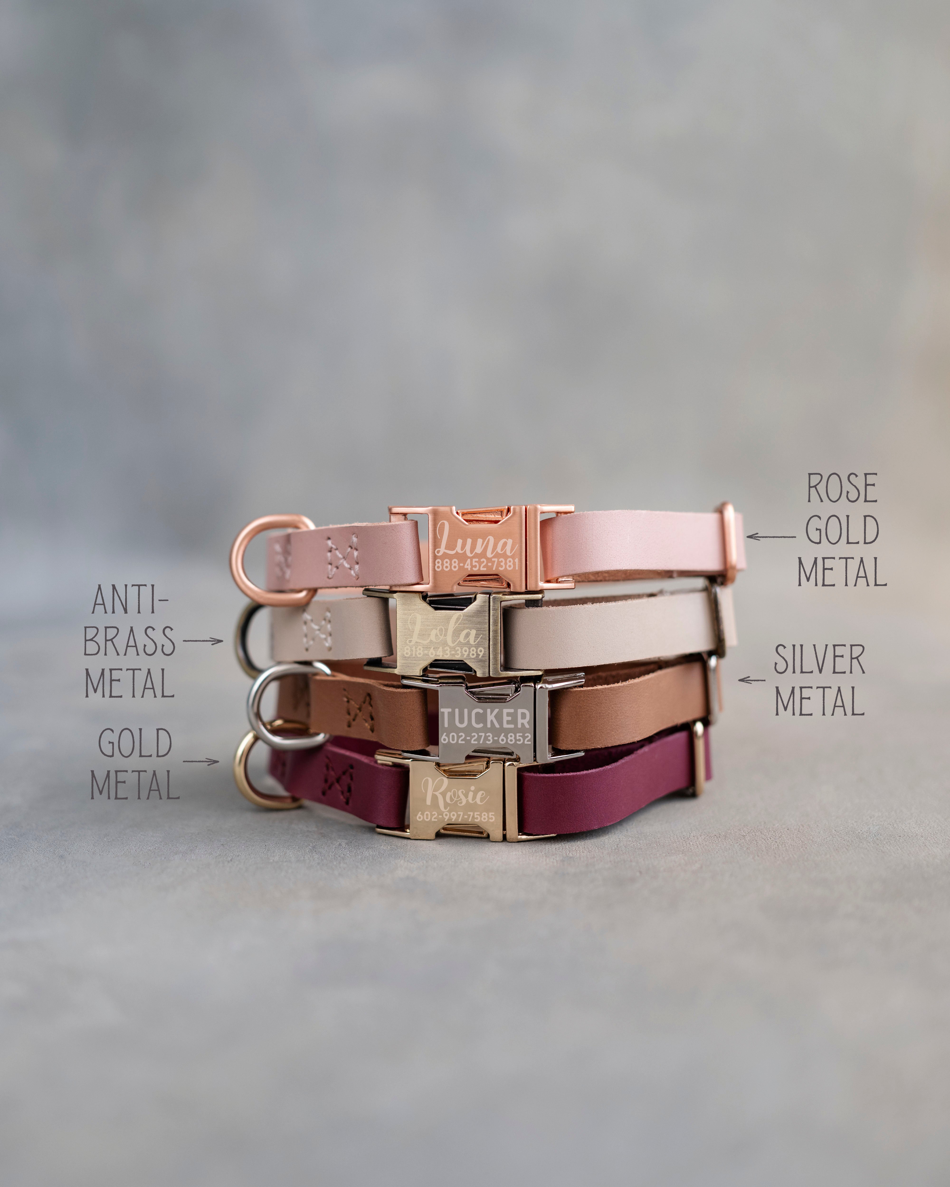 Personalized leather dog collar for small dogs