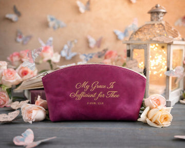 2 corinthians 12:9 makeup bag – "my grace is sufficient for thee" bible verse gift