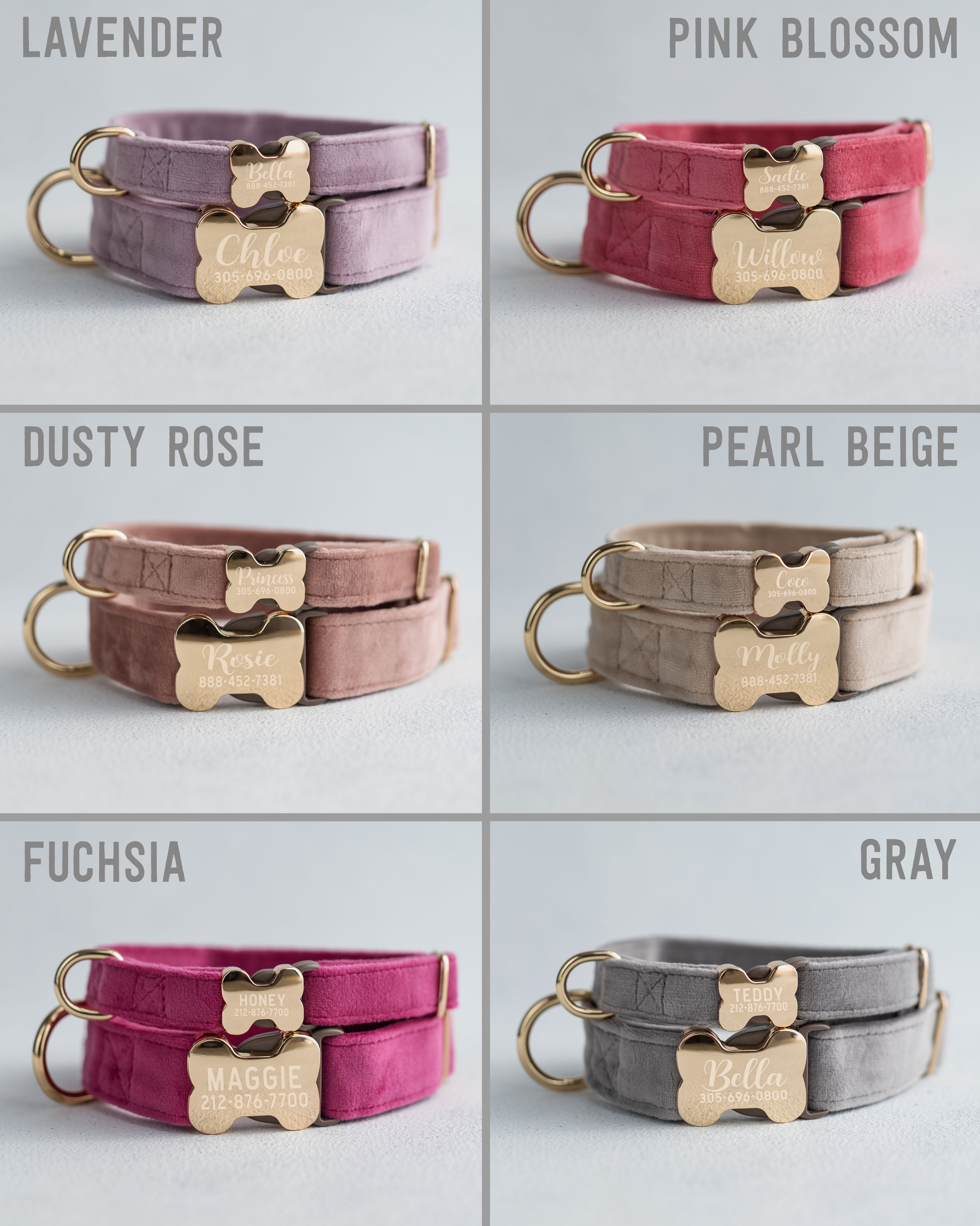 Velvet Dog Collar With Bone-Shaped Buckle
