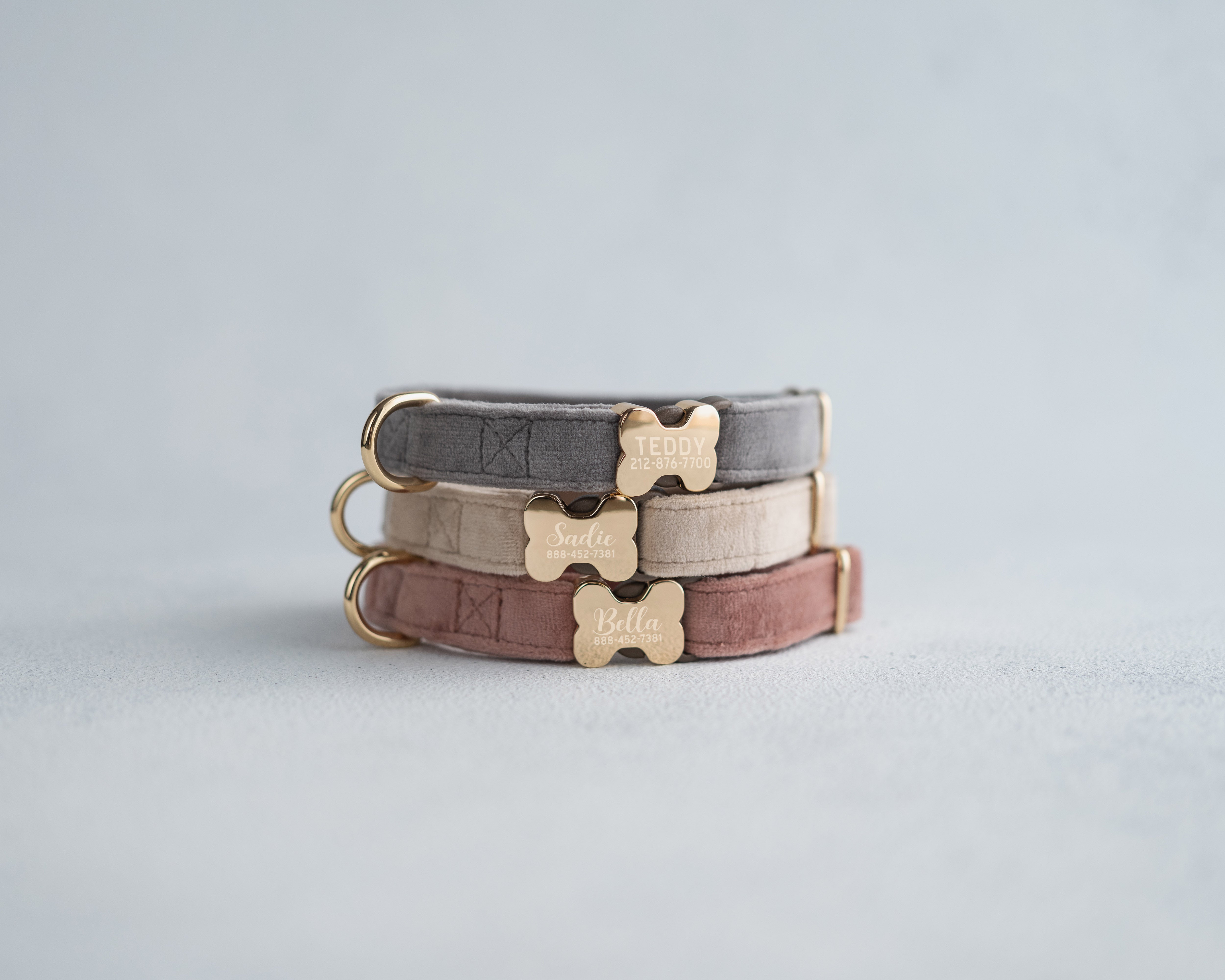 Velvet Dog Collar With Bone-Shaped Buckle