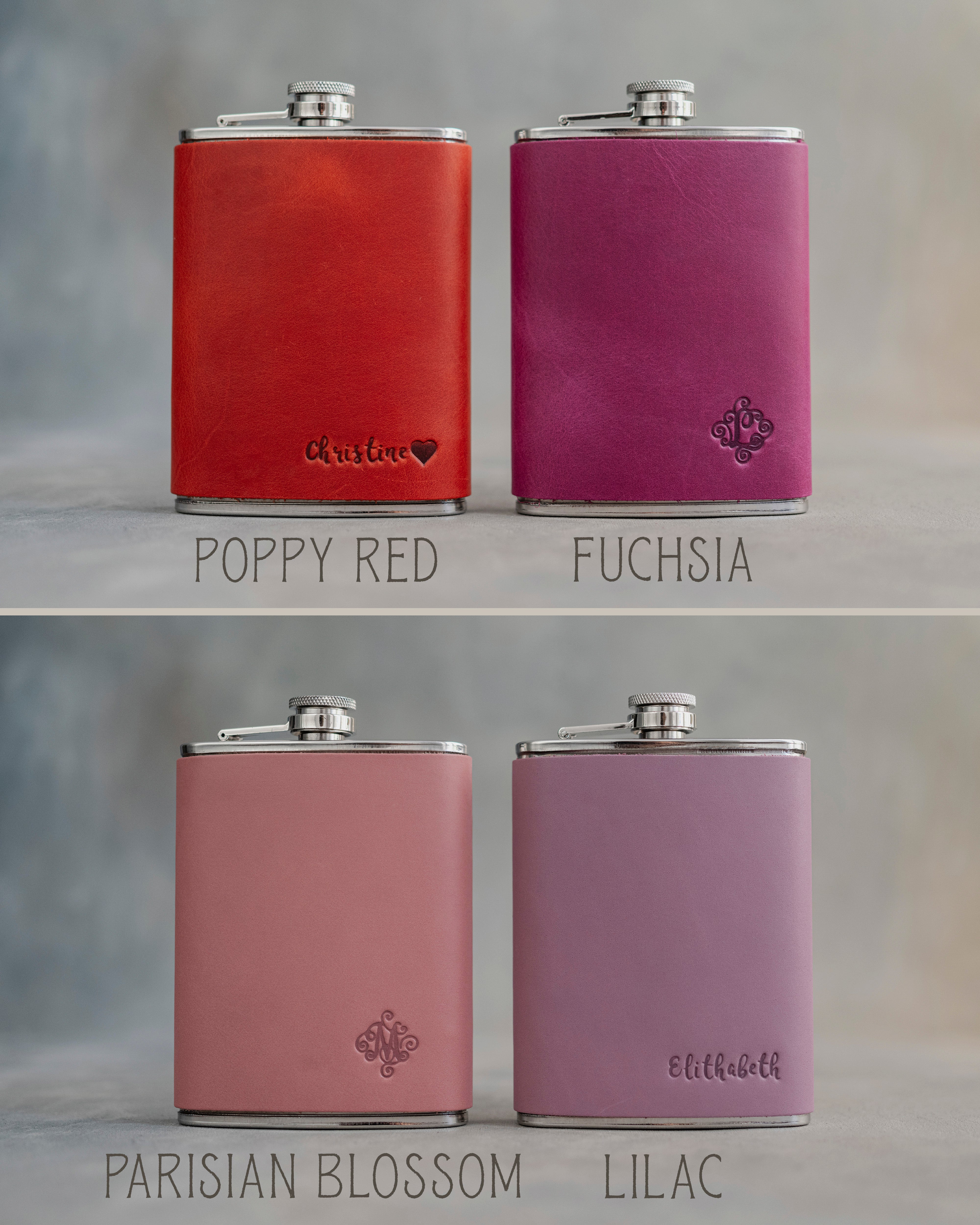 Personalized Leather Hip Flask - Groomsmen Gifts - Custom - Initials / Logo - Full Grain Leather