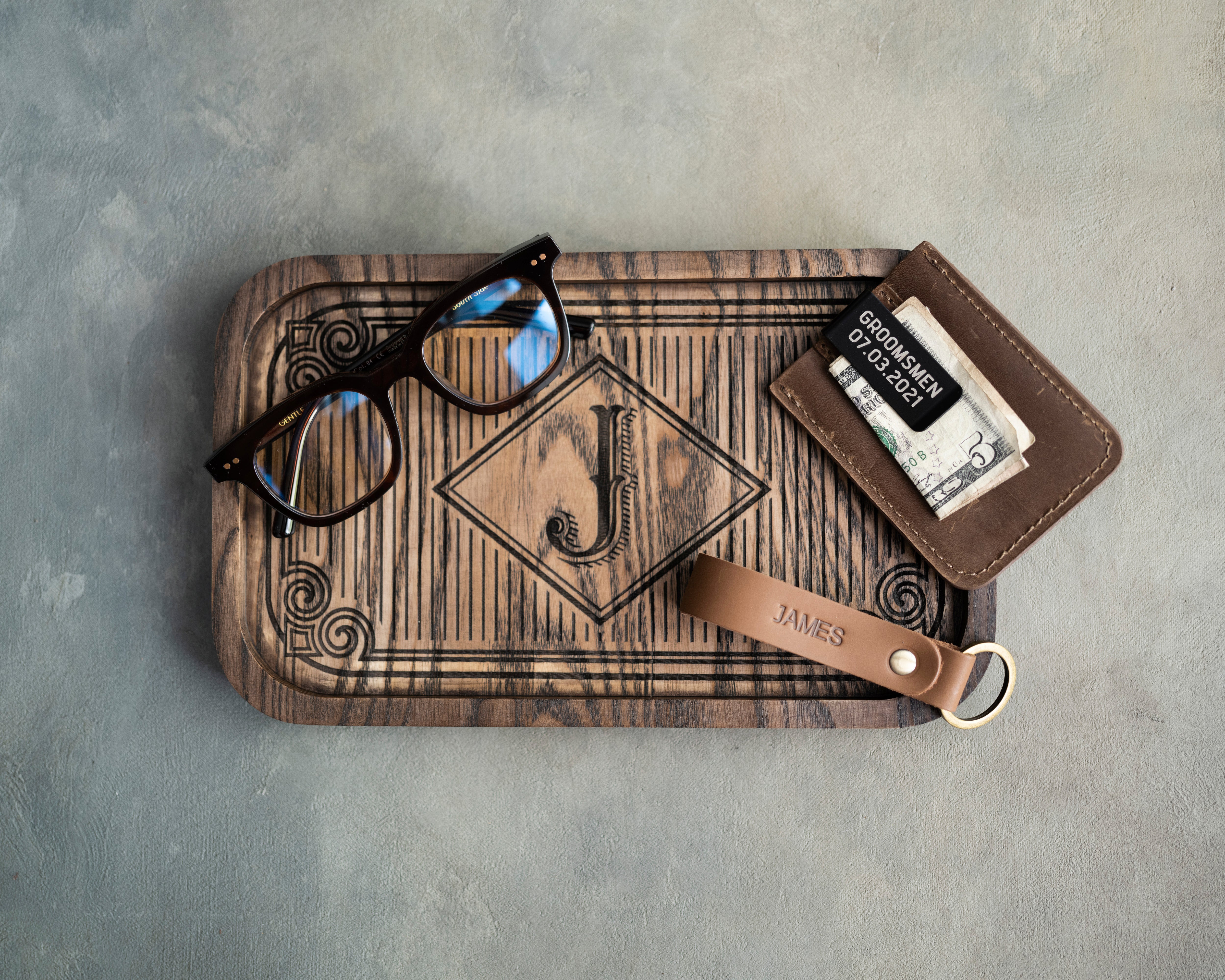 Wooden Tray In Brown Tan