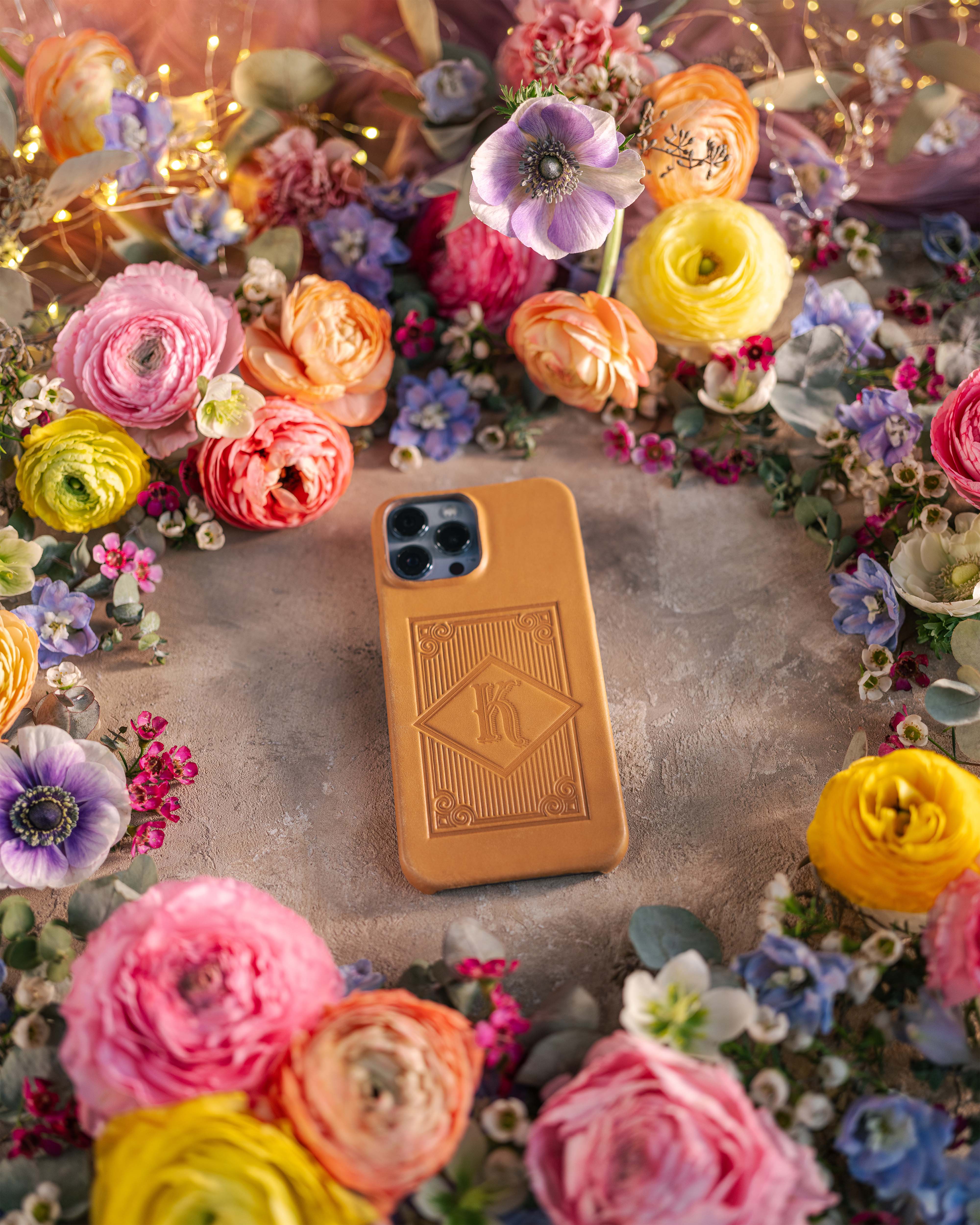 Personalized leather iPhone 14 plus case