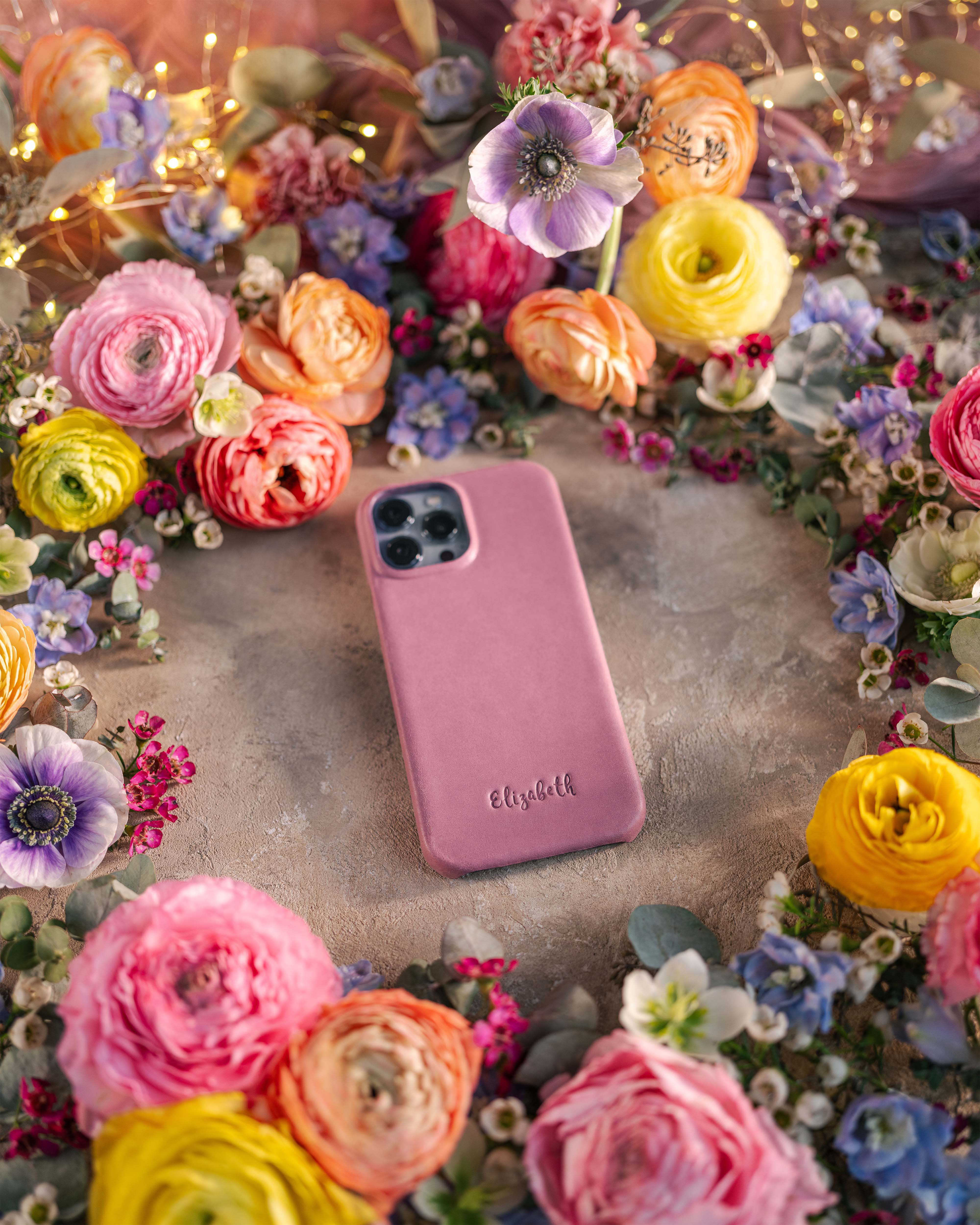 Personalized leather iPhone 14 plus case