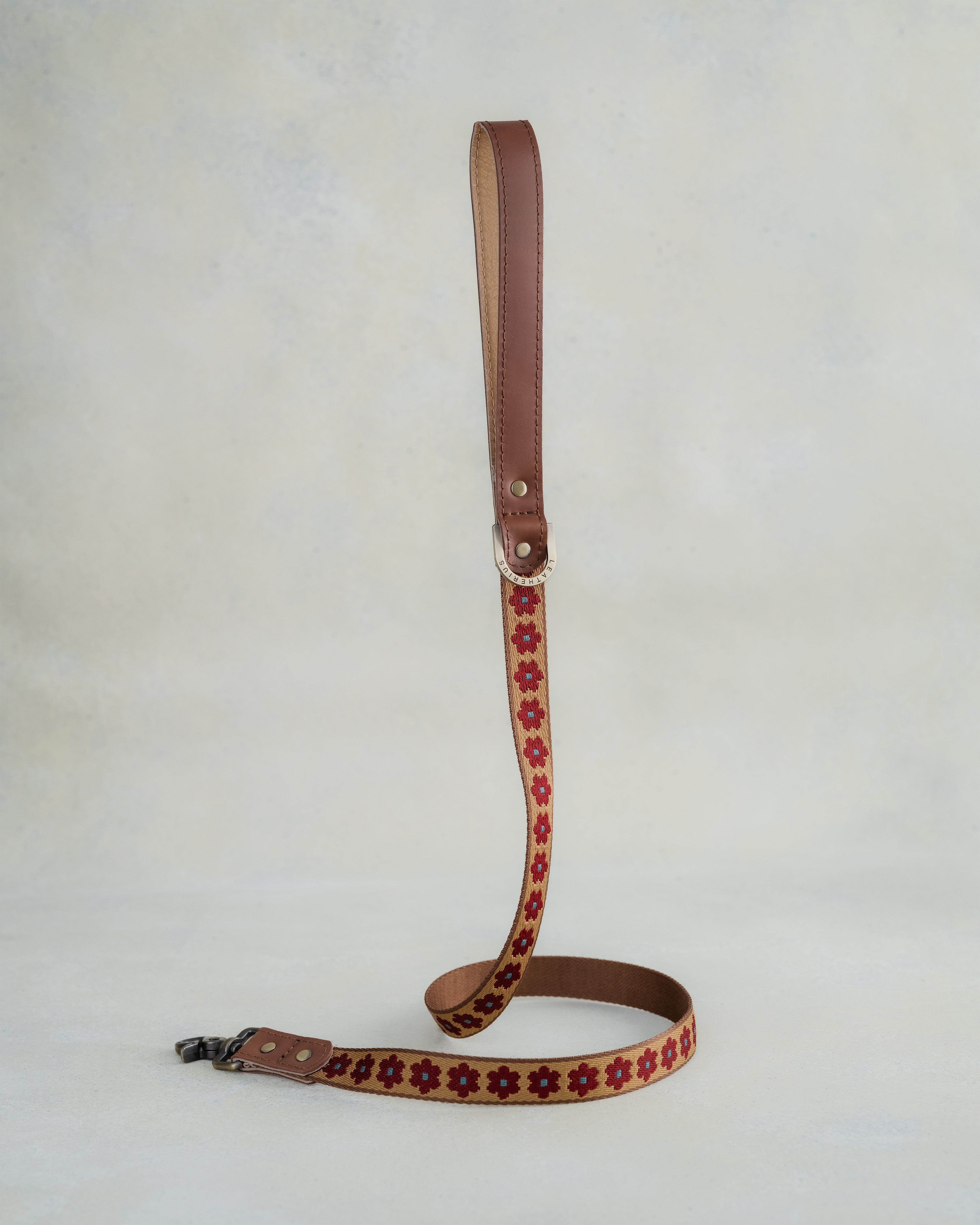 Webbing dog collar floral brown
