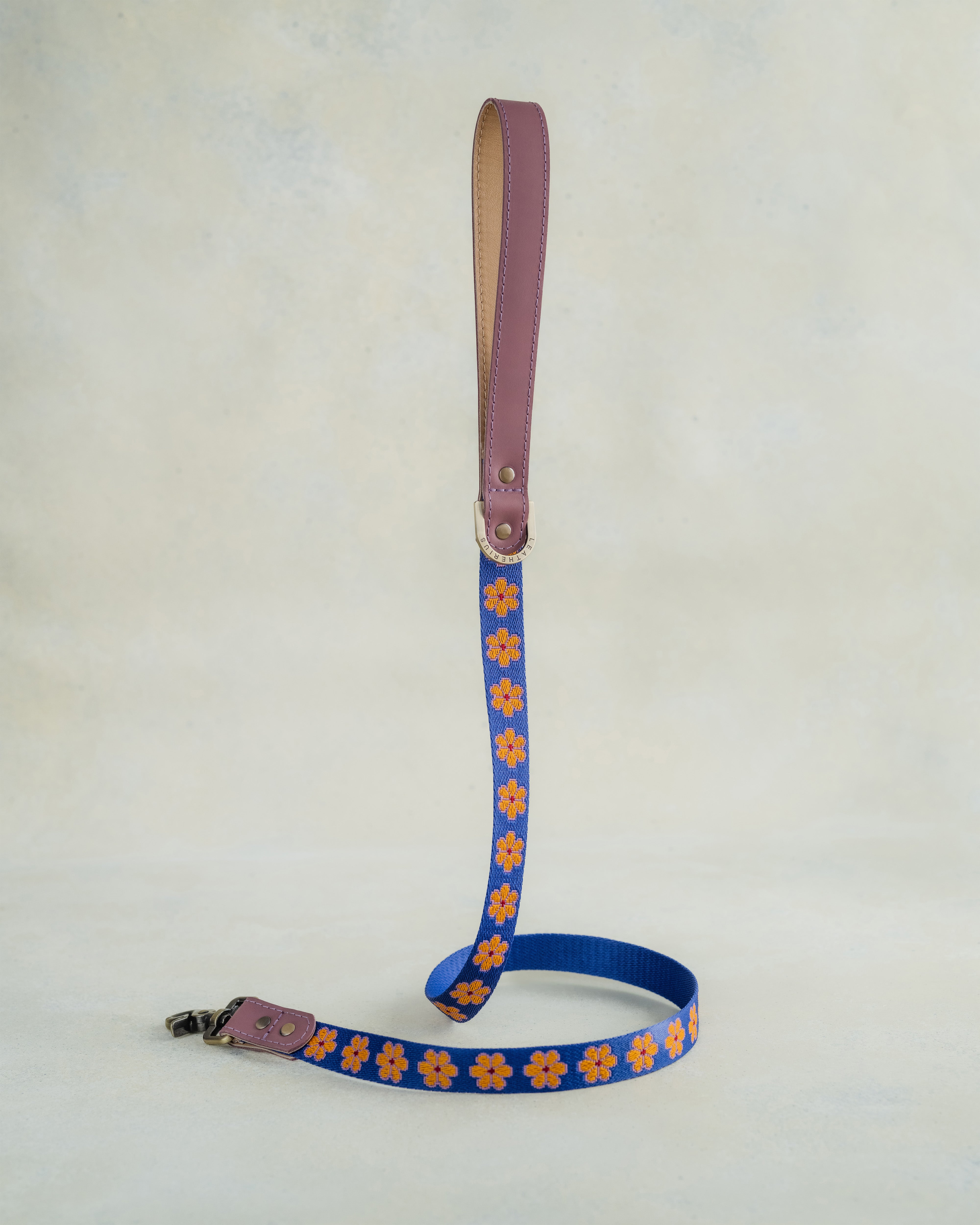 Majestic Yellow and Blue Floral Webbing Dog Collar