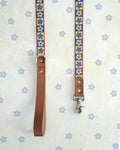 Webbing dog collar floral blue and red