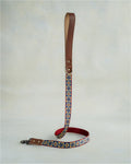 Webbing dog collar floral blue and red