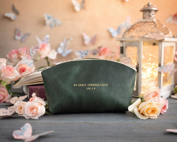 Ephesians 2:8 makeup bag – "by grace through faith" bible verse gift