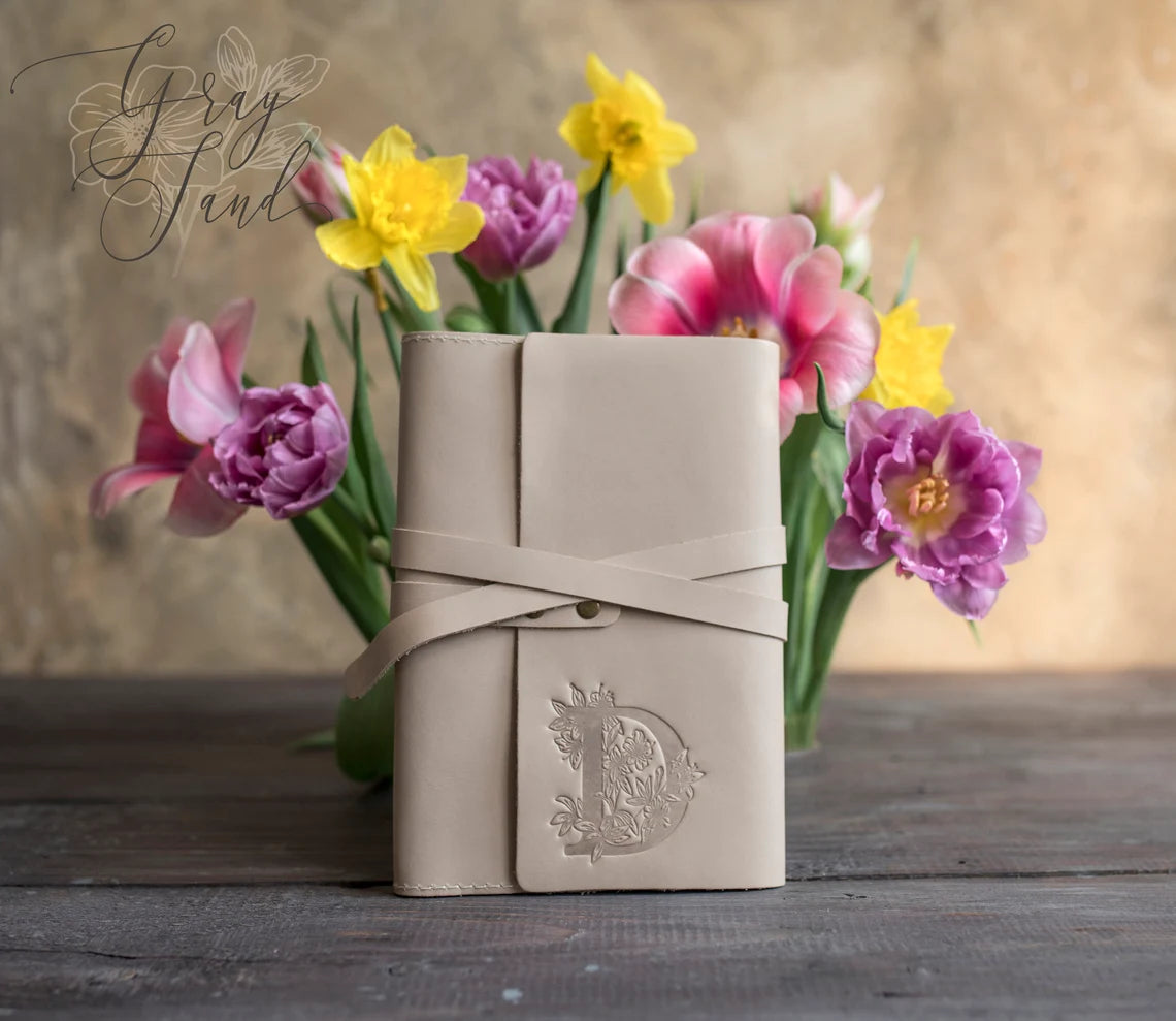 Floral Initial Leather Journal
