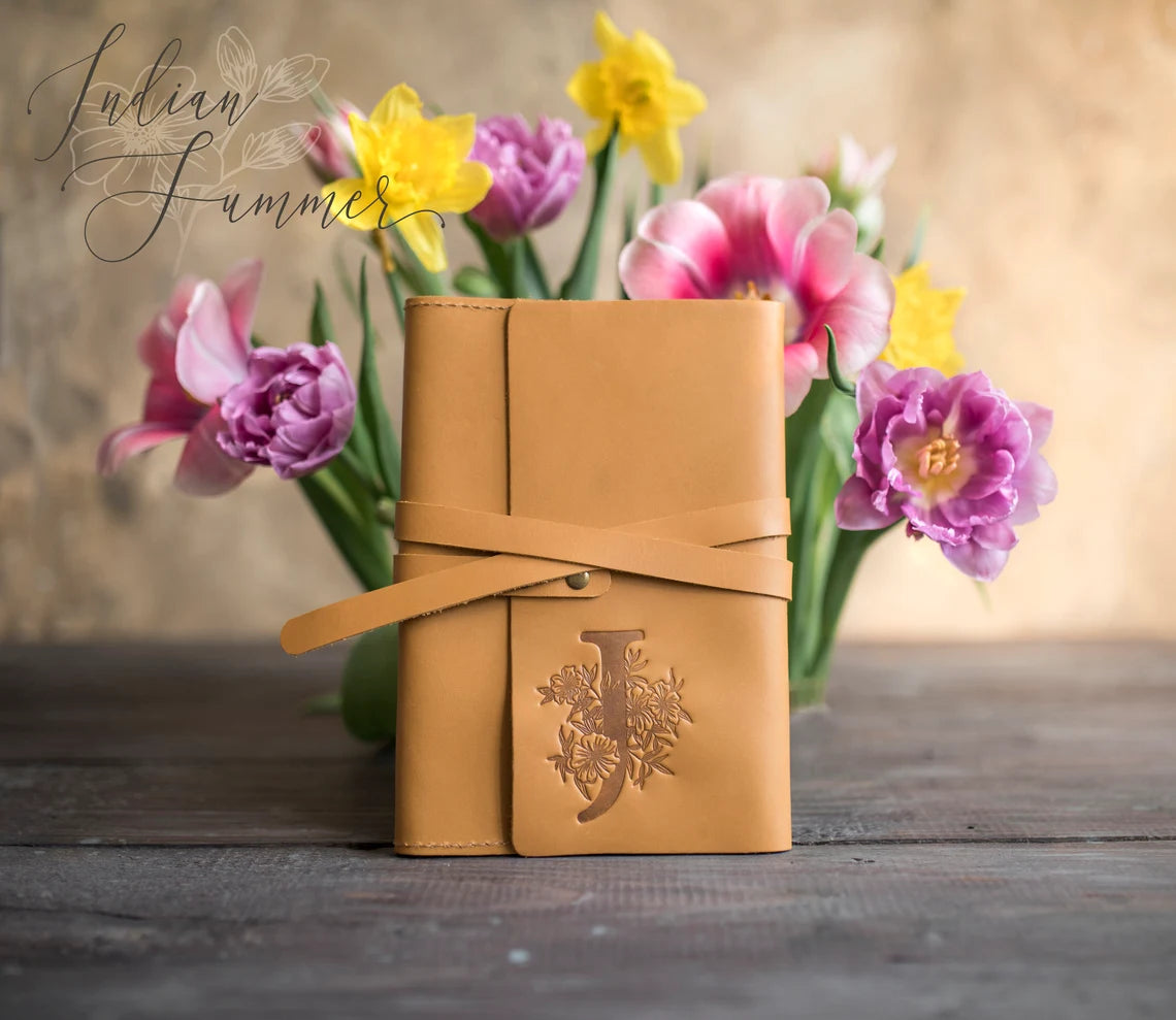 Floral Initial Leather Journal