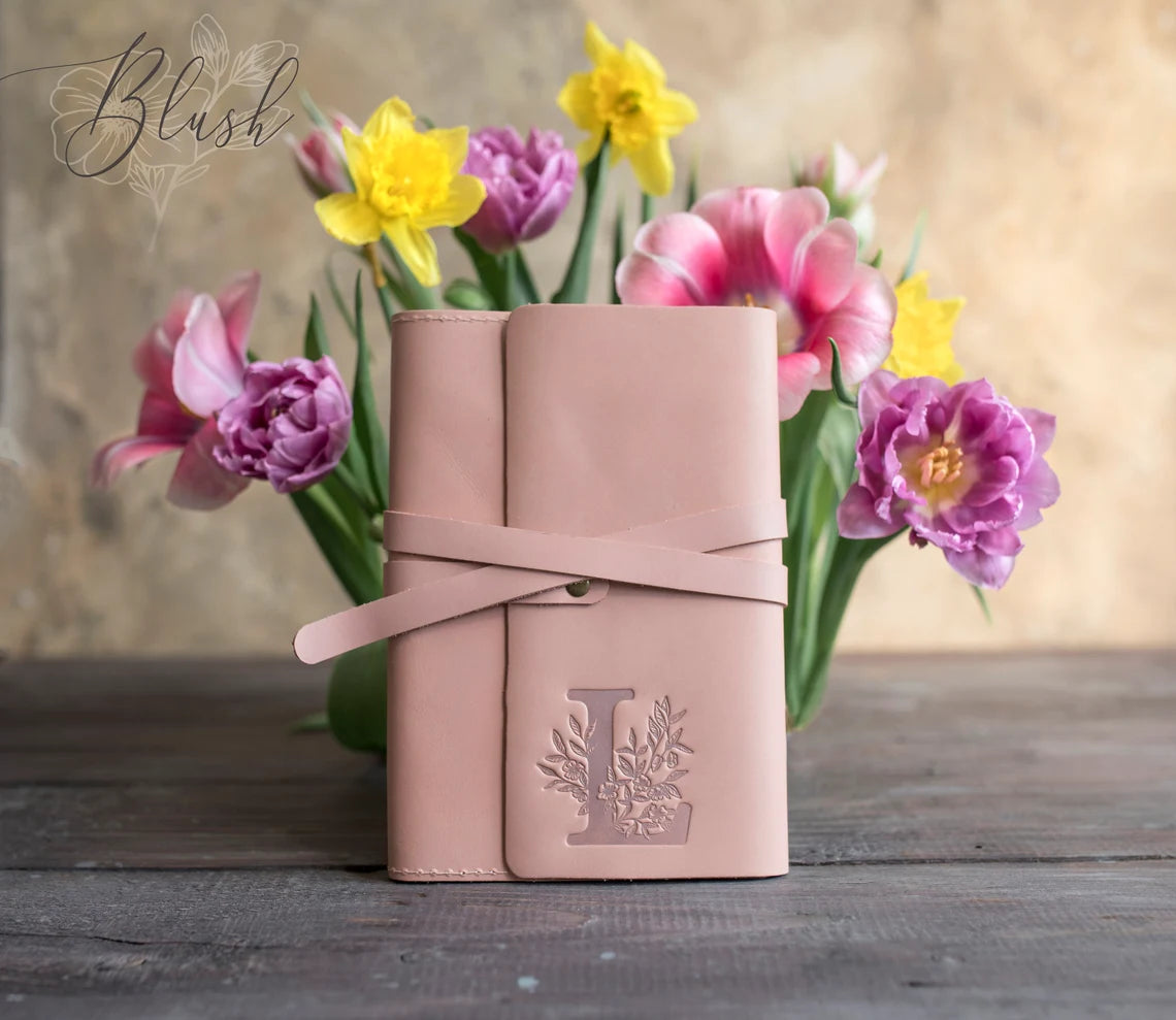 Floral Initial Leather Journal