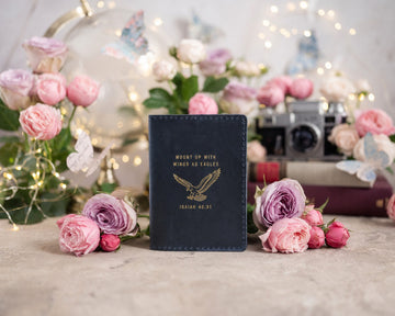 Isaiah 40:31 passport cover – "mount up with wings as eagles" bible verse gift