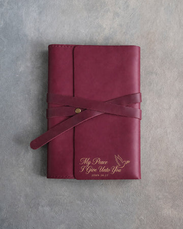 John 14:27 leather journal – "my peace i give unto you" bible verse gift