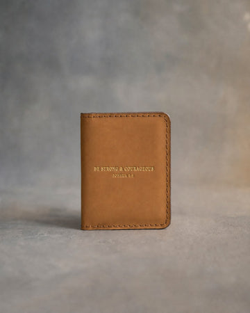 Joshua 1:9 men's wallet – "be strong & courageous" bible verse gift