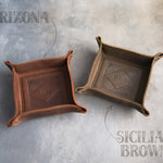 Leather valet trays in Arizona and Sicilian Brown