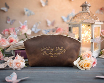 Luke 1:37 makeup bag – "nothing shall be impossible" bible verse gift