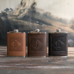 Custom Initial Hip Flask - Groomsmen Gifts - Custom - Logo - Full Grain Leather
