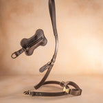 Matching Country Gray leather leash, collar and bone-shaped poop-bag holder