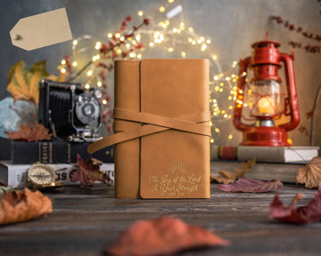 Nehemiah 8:10 leather journal – "the joy of the lord is your strength" bible verse gift