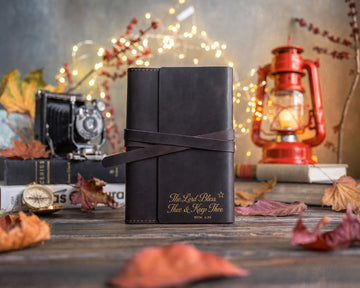 Numbers 6:24 leather journal – "the lord bless thee & keep thee" bible verse gift