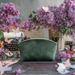 Makeup Bag In Forest Green Leather