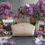 Makeup Bag In Gray Sand Leather