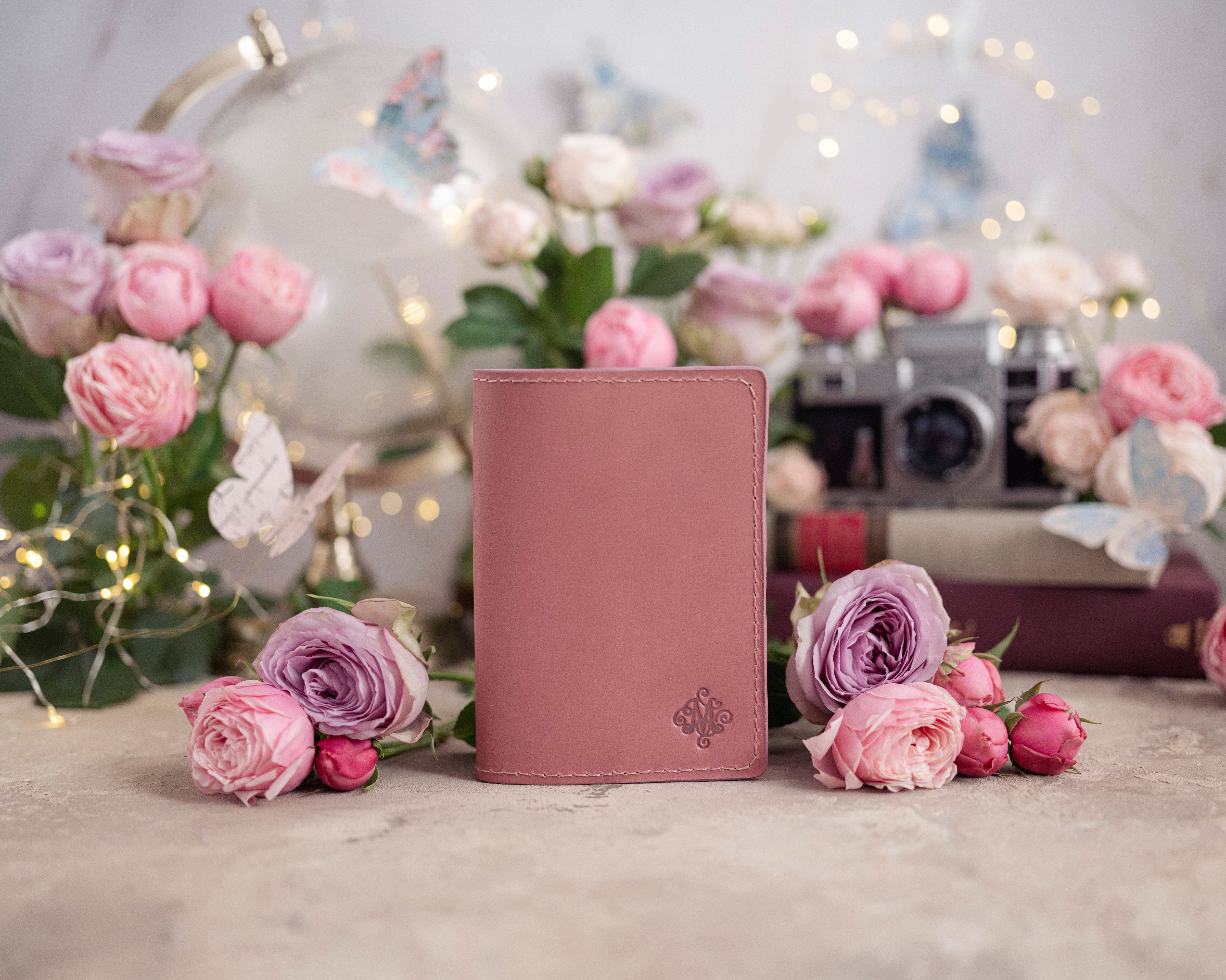 Personalized Passport Cover / Travel Wallet In Parisian Blossom Leather