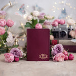 Personalized Passport Cover / Travel Wallet In Sangria Leather