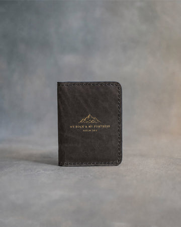 Psalm 18:2 men's wallet – "my rock & my fortress" bible verse gift