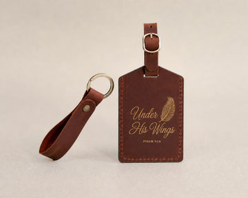 Psalm 91:4 luggage tag – "under his wings" bible verse gift