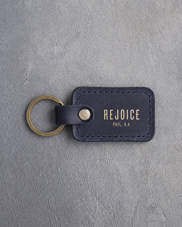 Philippians 4:4 keychain – "rejoice" bible verse gift