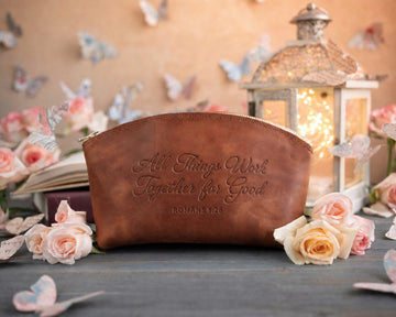 Romans 8:28 makeup bag – bible verse christian gift