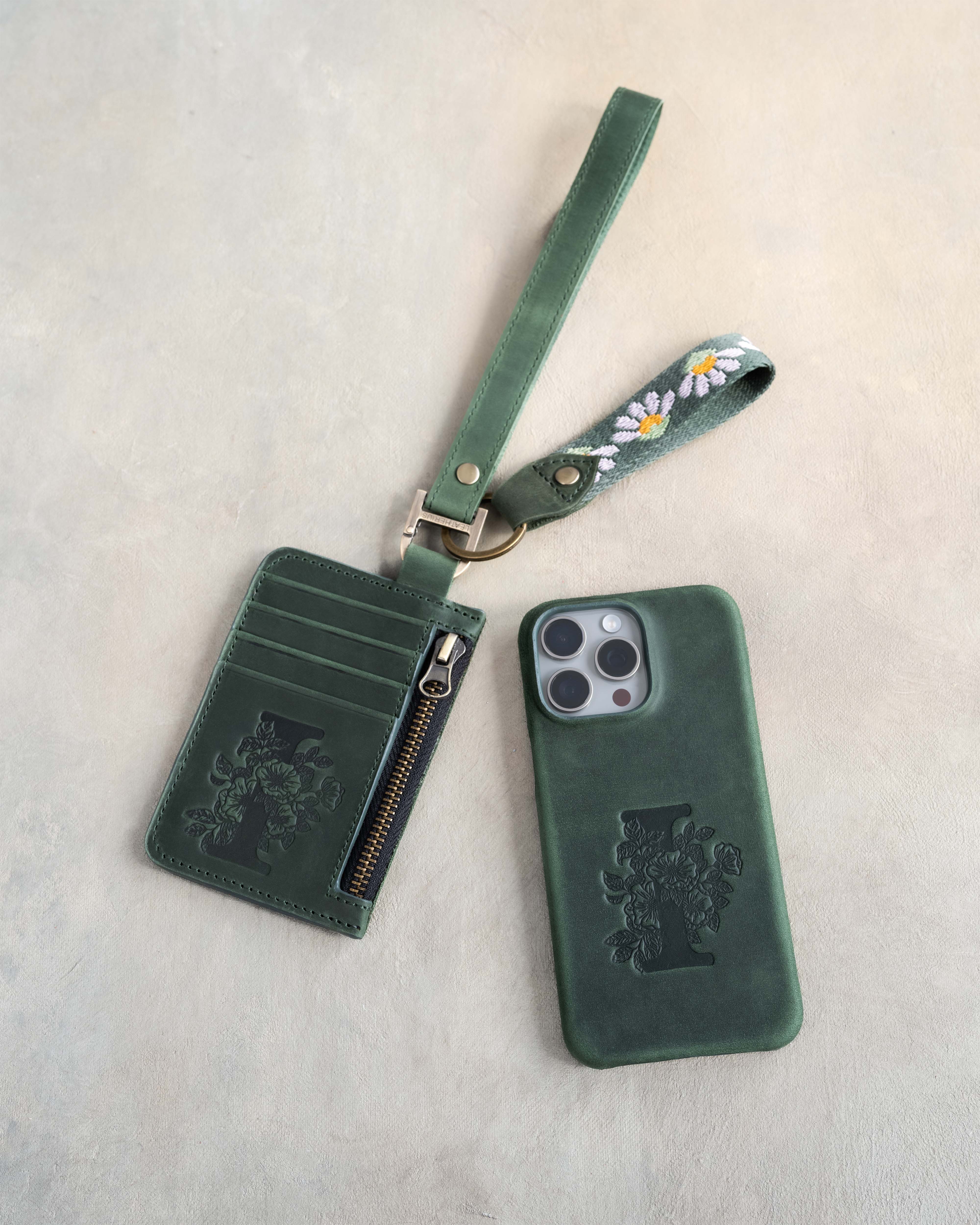 Webbing dog collar green floral