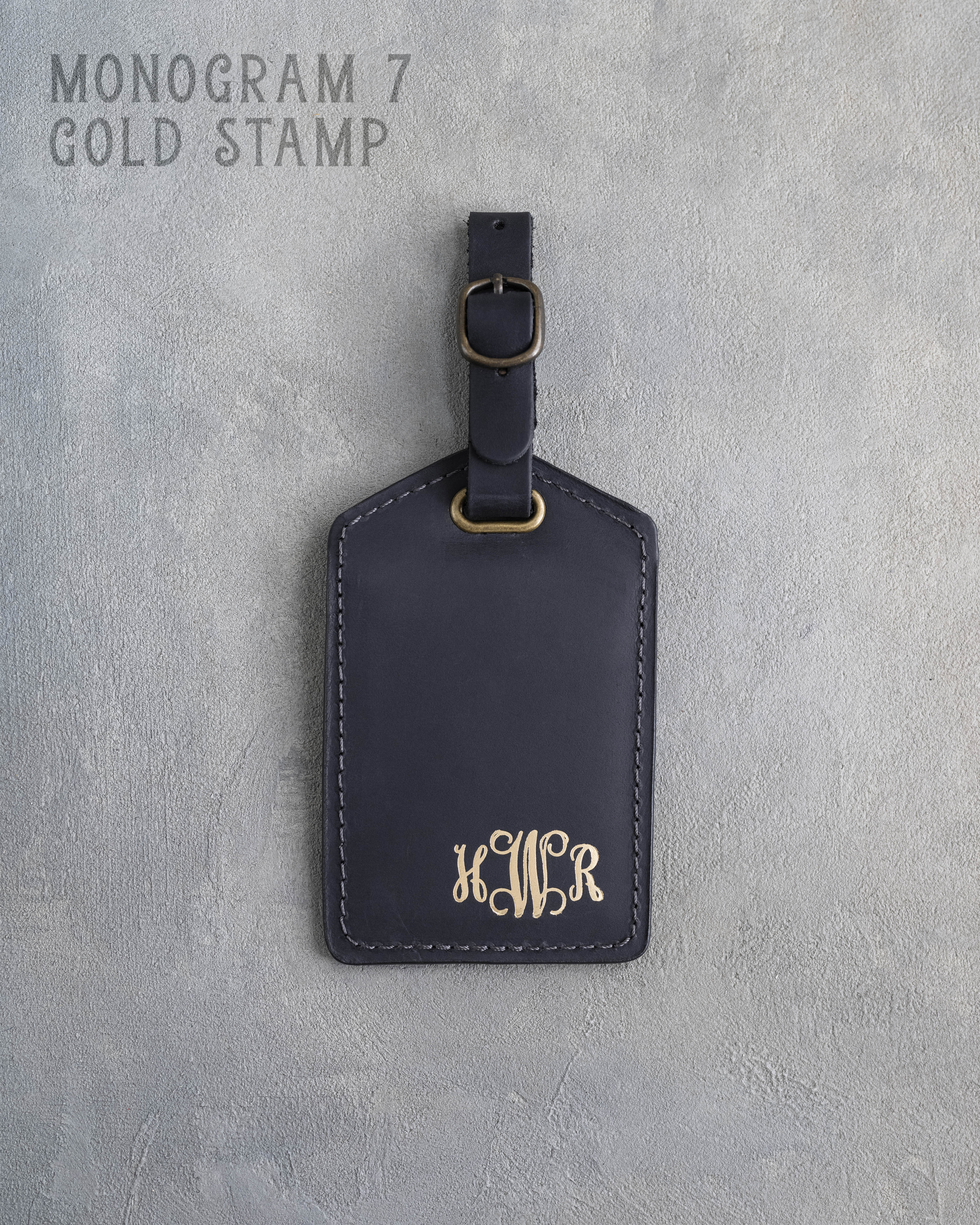 Black Leather Luggage Tag Personalized