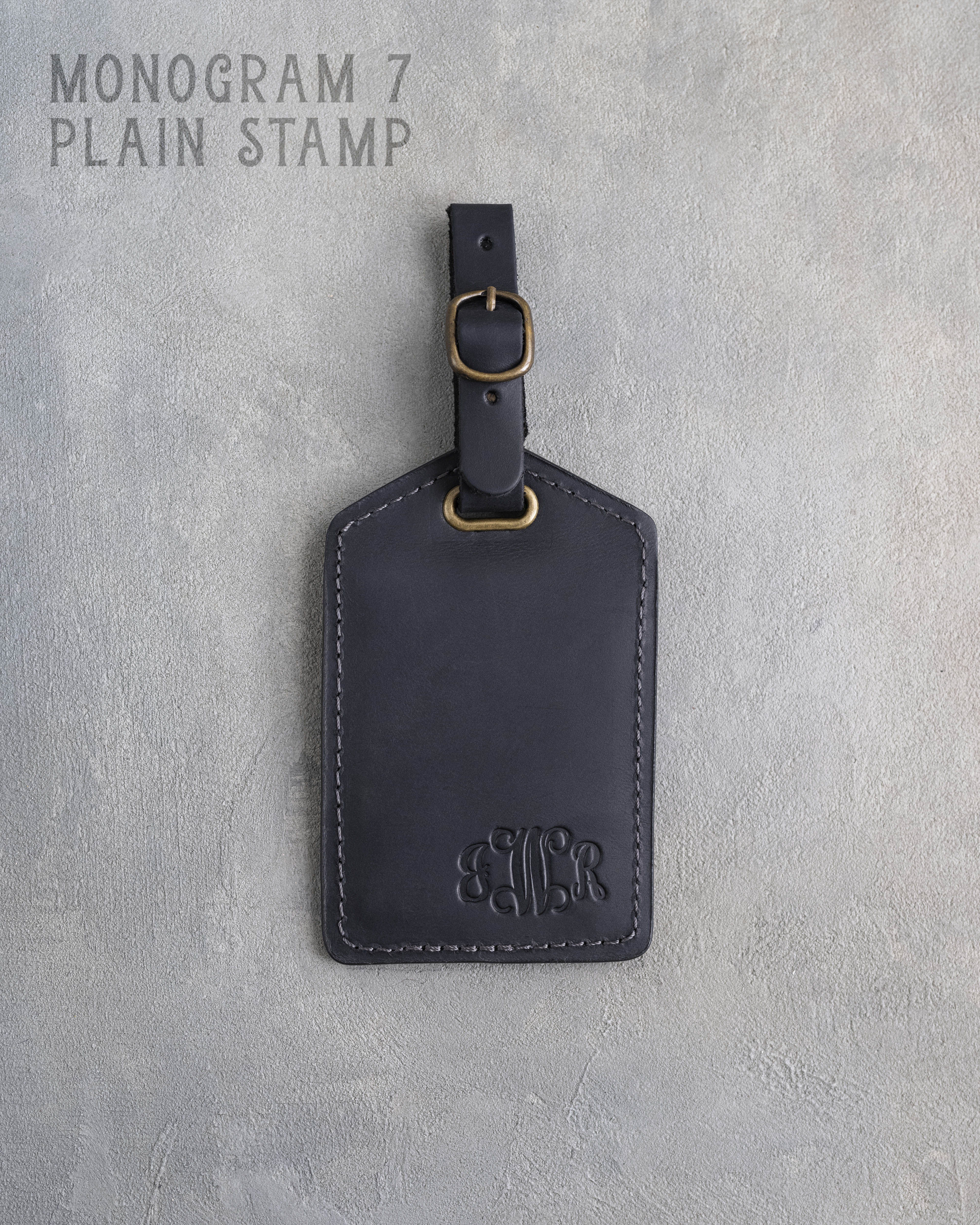 Black Leather Luggage Tag Personalized