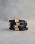 Dog Collar in Black leather with fast release buckle