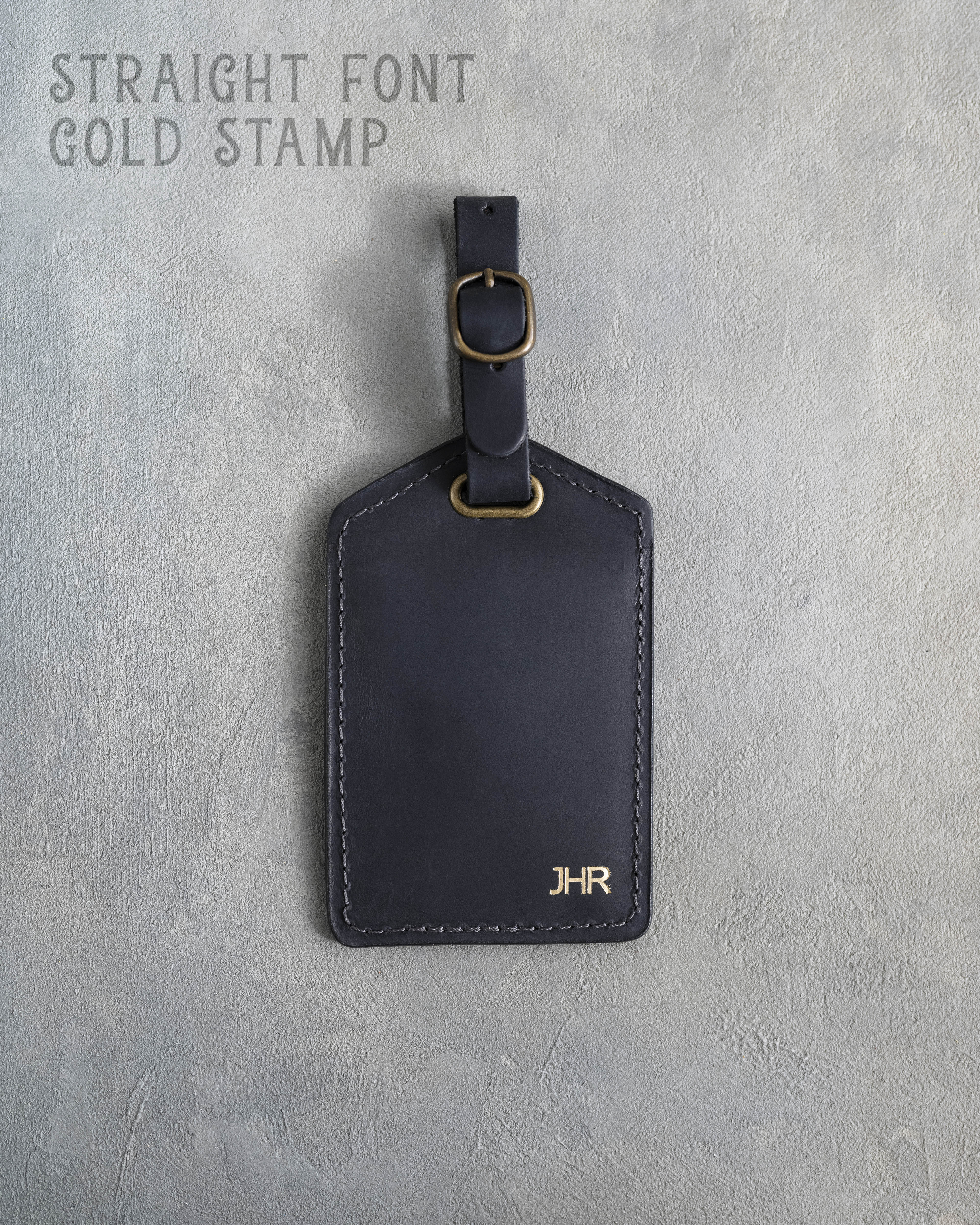 Black Leather Luggage Tag Personalized