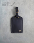 Black Leather Luggage Tag Personalized