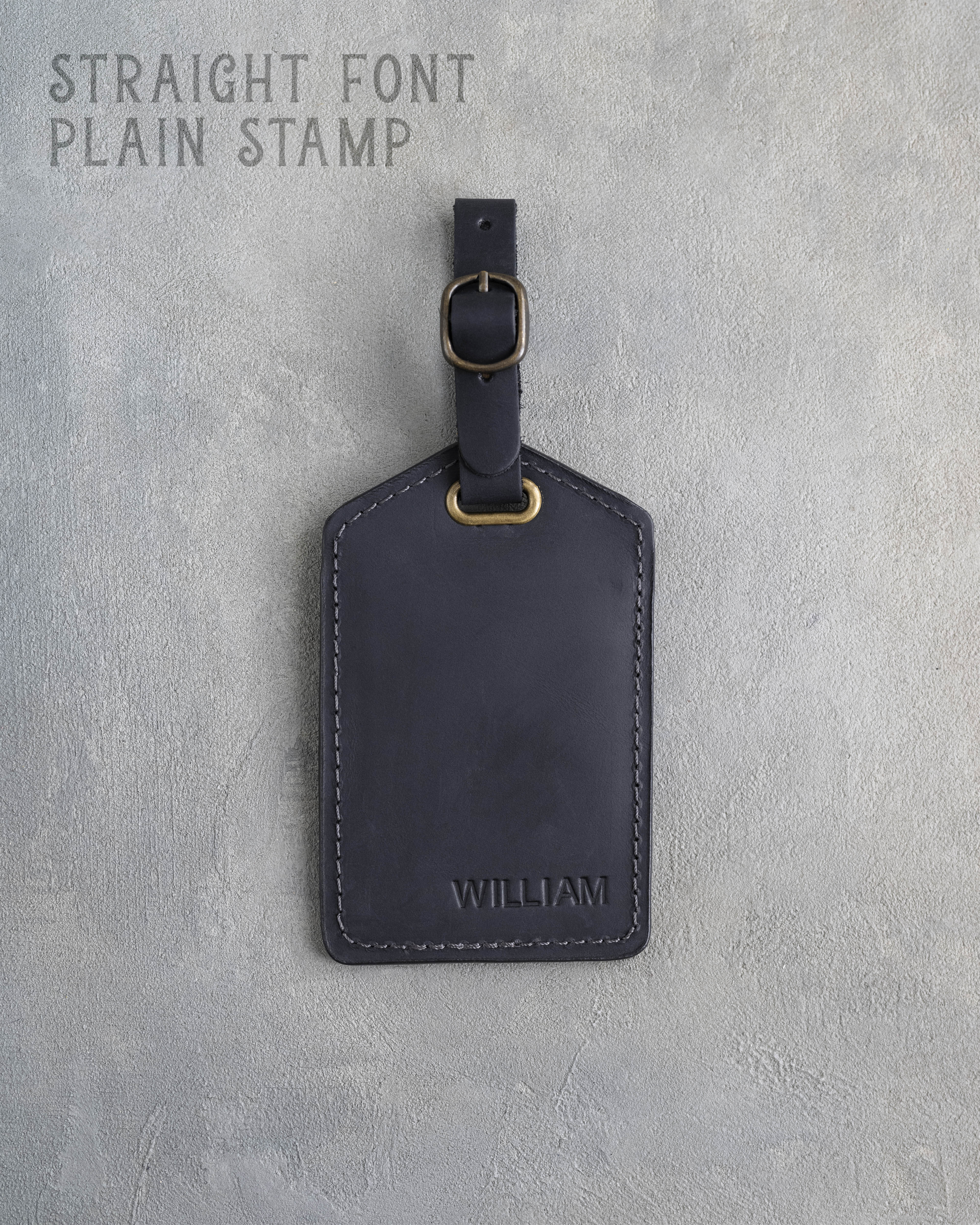 Black Leather Luggage Tag Personalized
