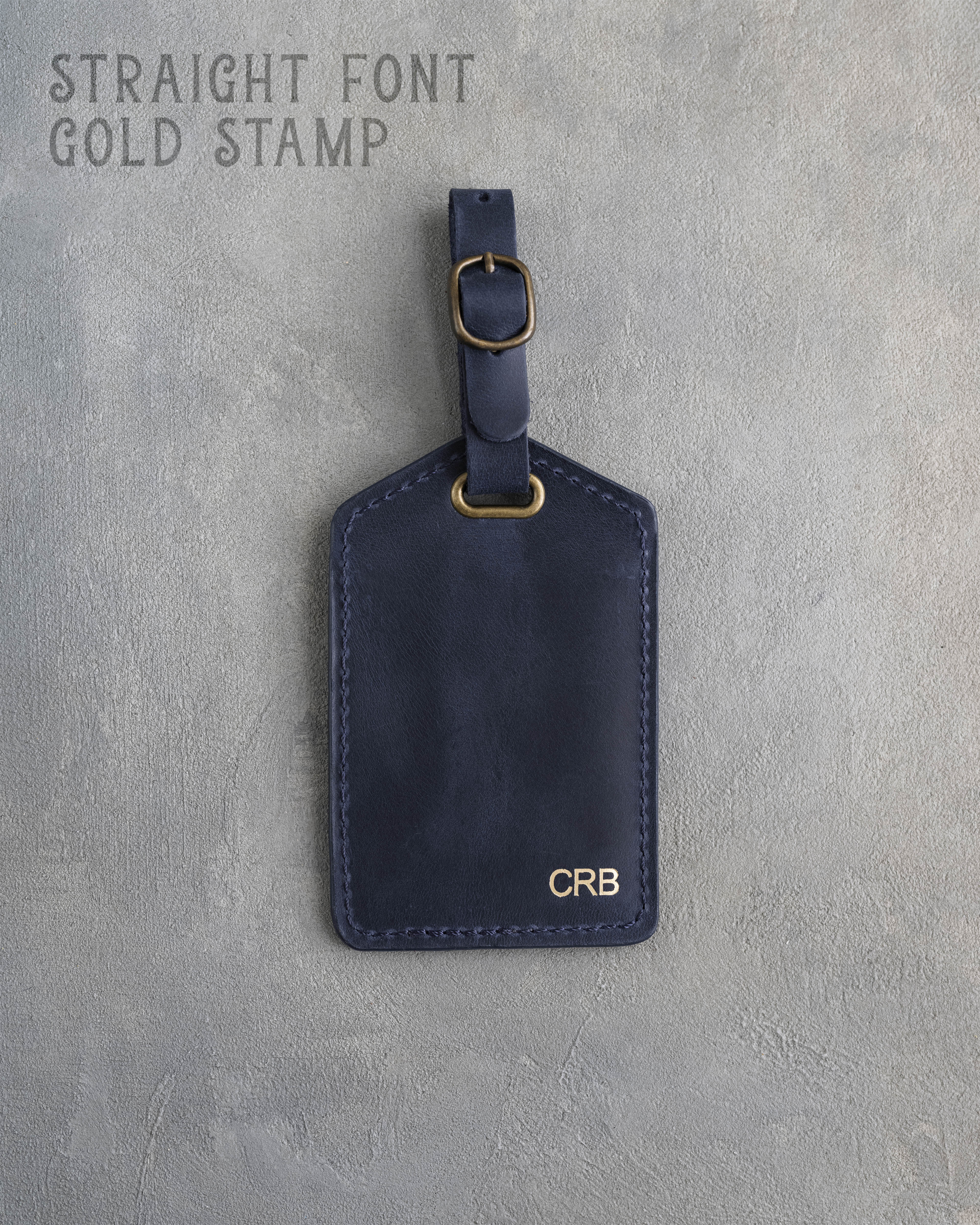 Blueberry Leather Luggage Tag Personalized