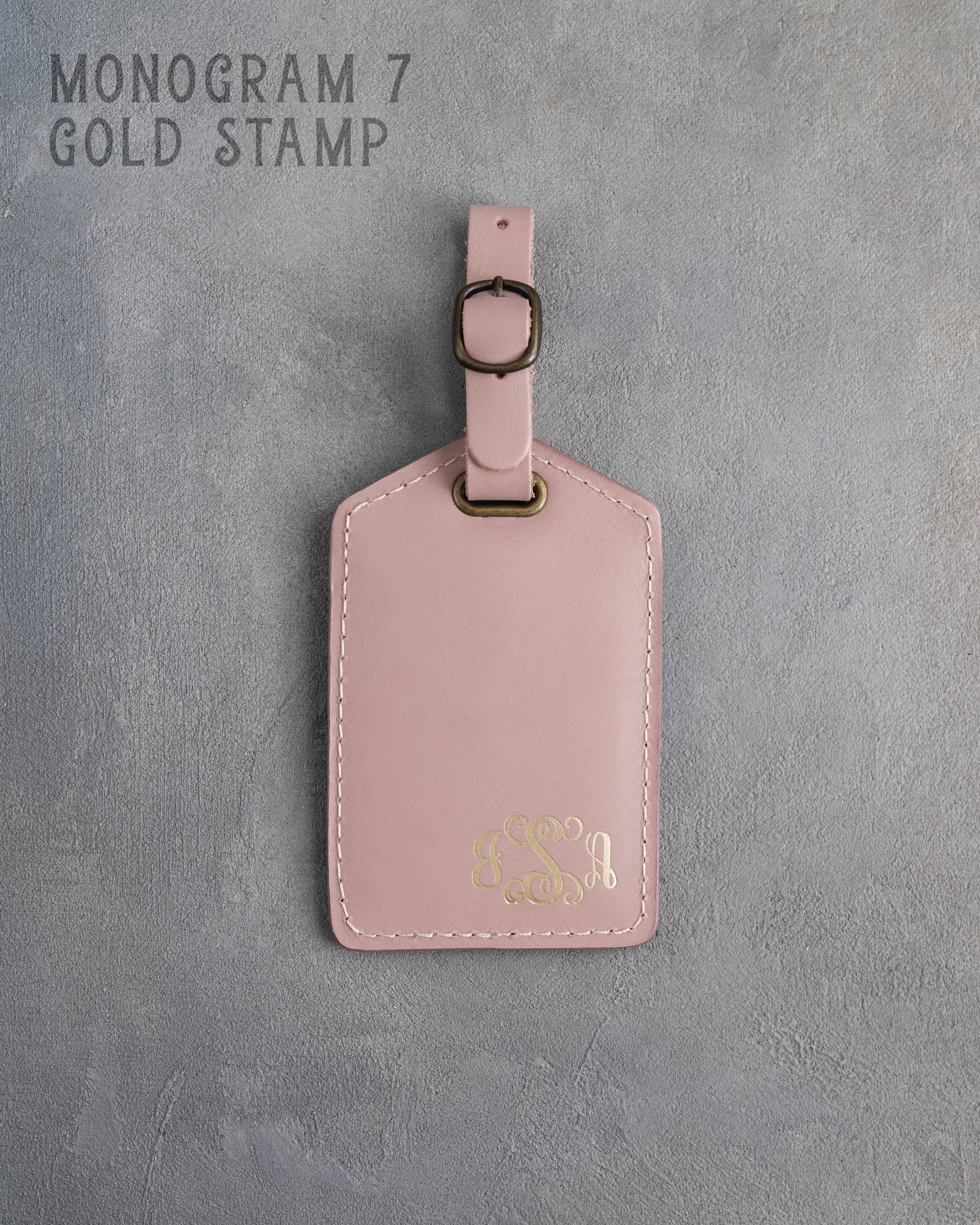 Blush Leather Luggage Tag Personalized