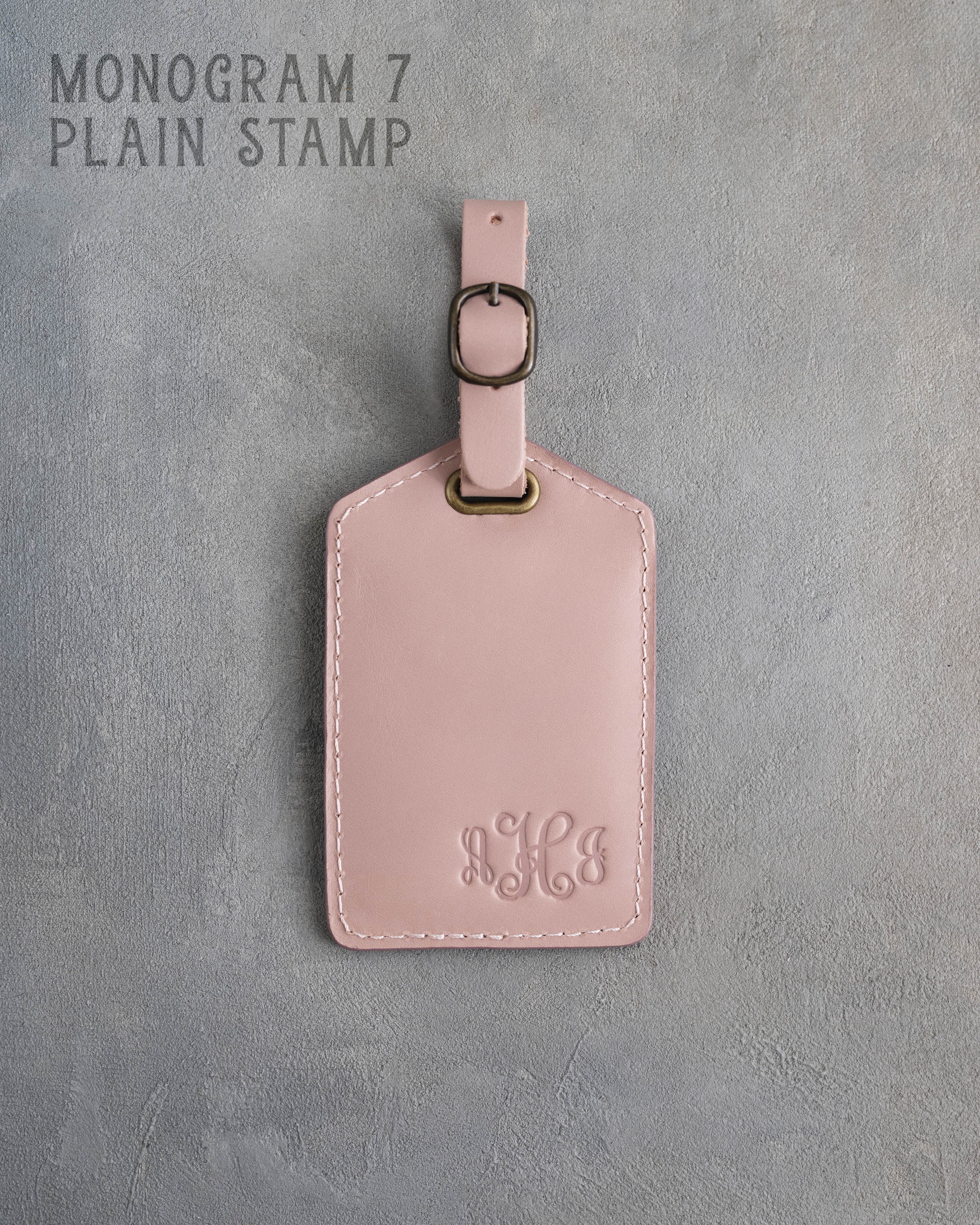 Blush Leather Luggage Tag Personalized