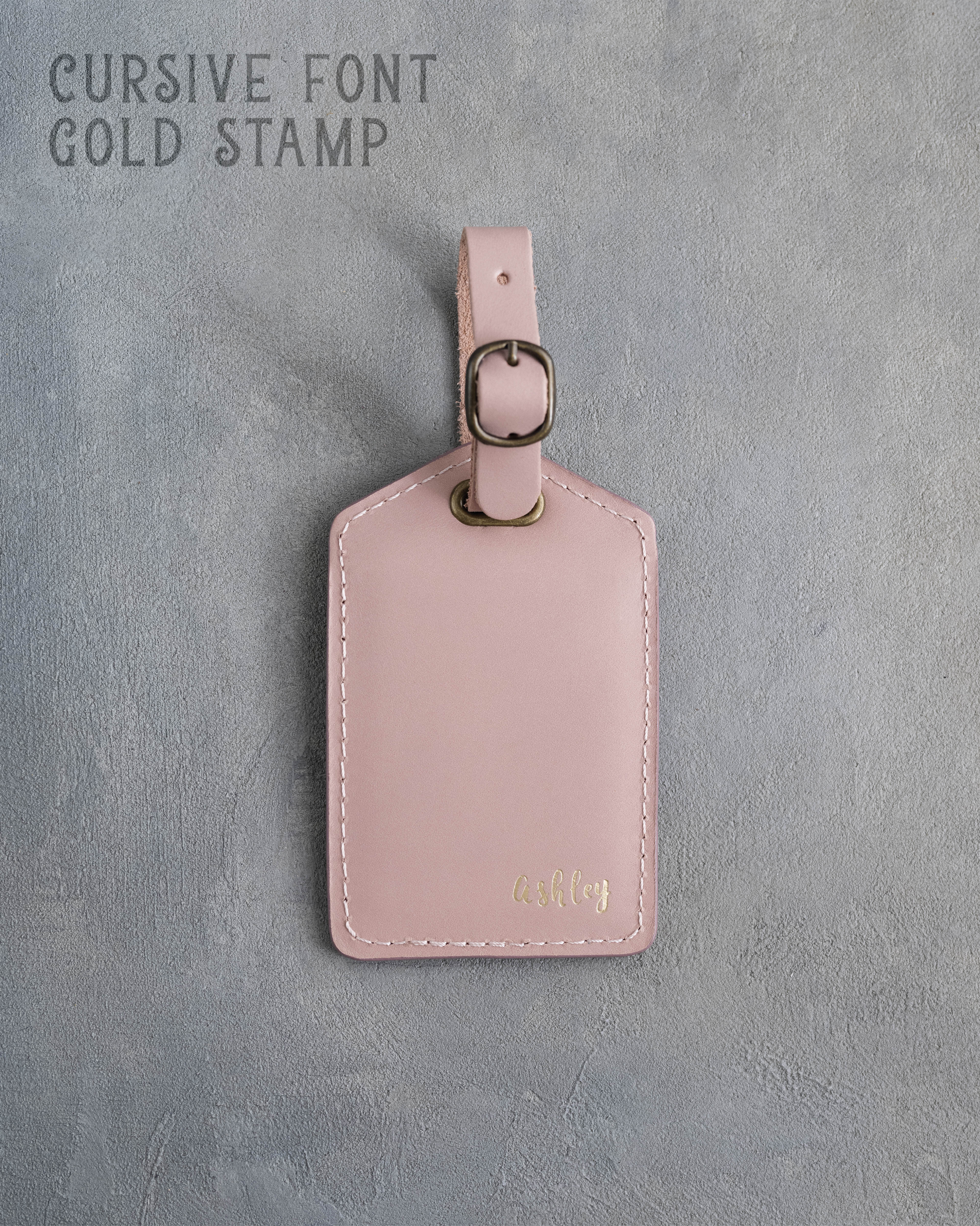 Blush Leather Luggage Tag Personalized