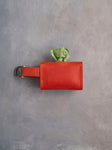 Poppy Red Leather Dog Poop Bag Holder with button closure