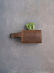 Sicilian Brown Leather Dog Poop Bag Holder with button closure