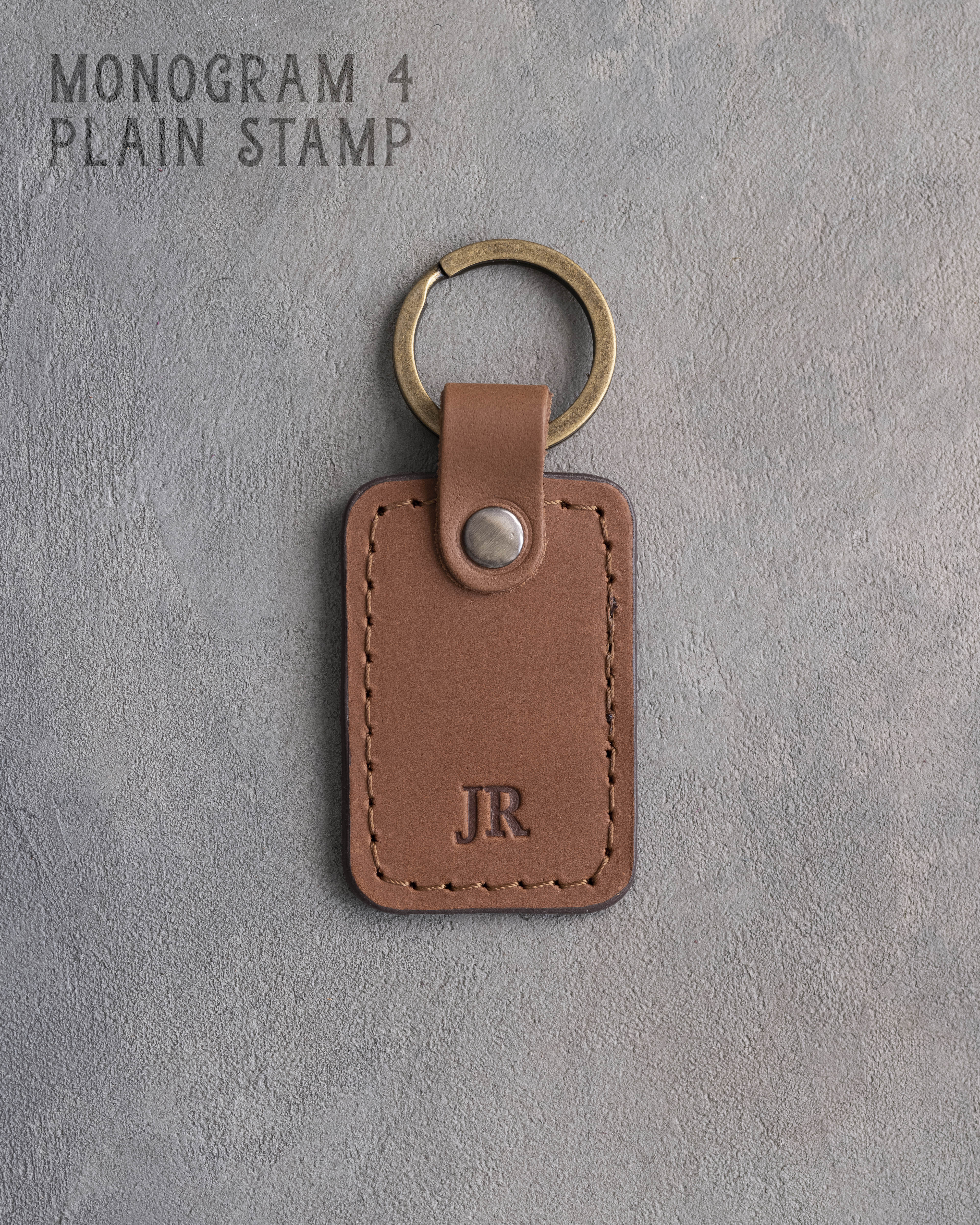 Personalized Leather Keychain in Caramel Leather