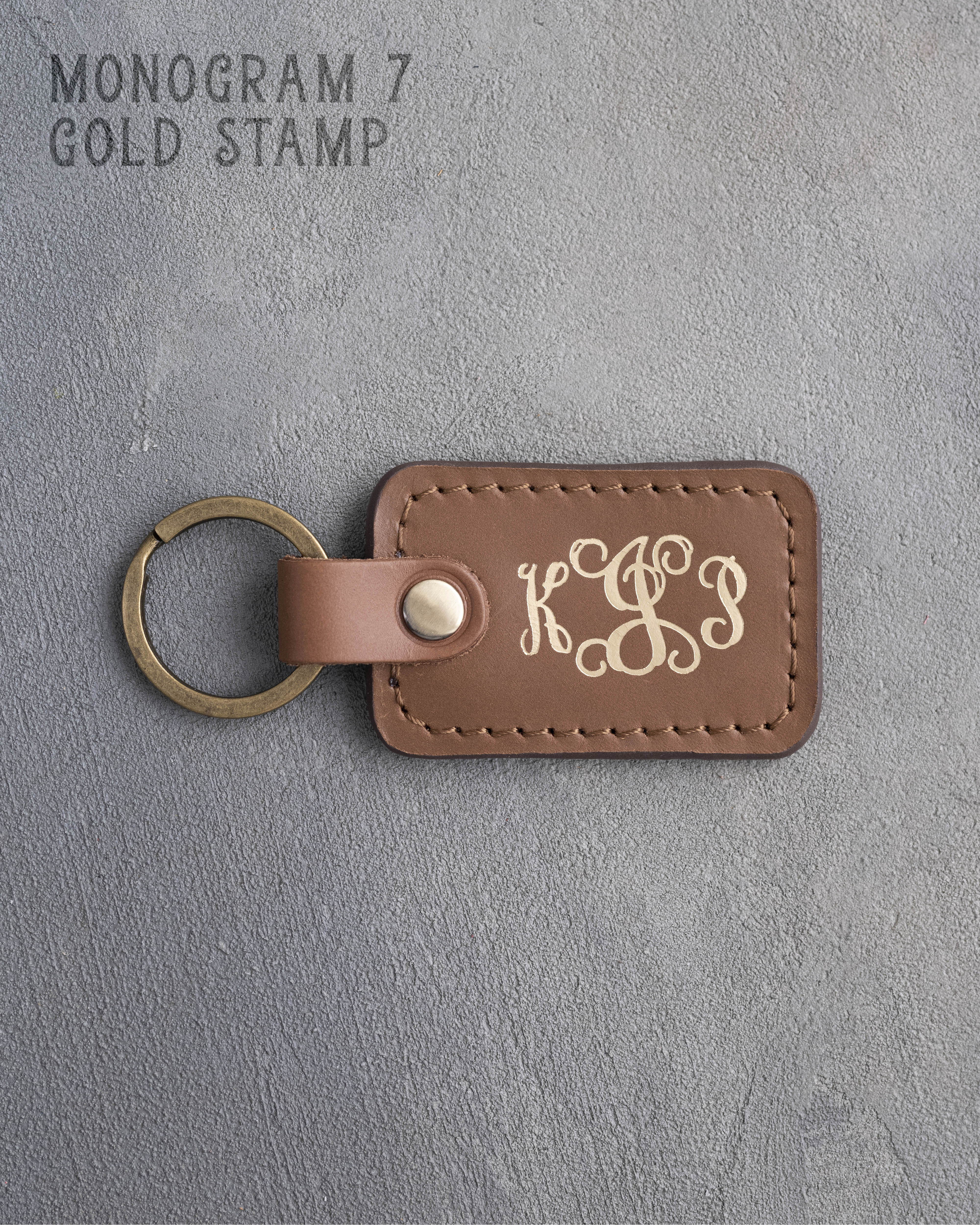 Personalized Leather Keychain in Caramel Leather