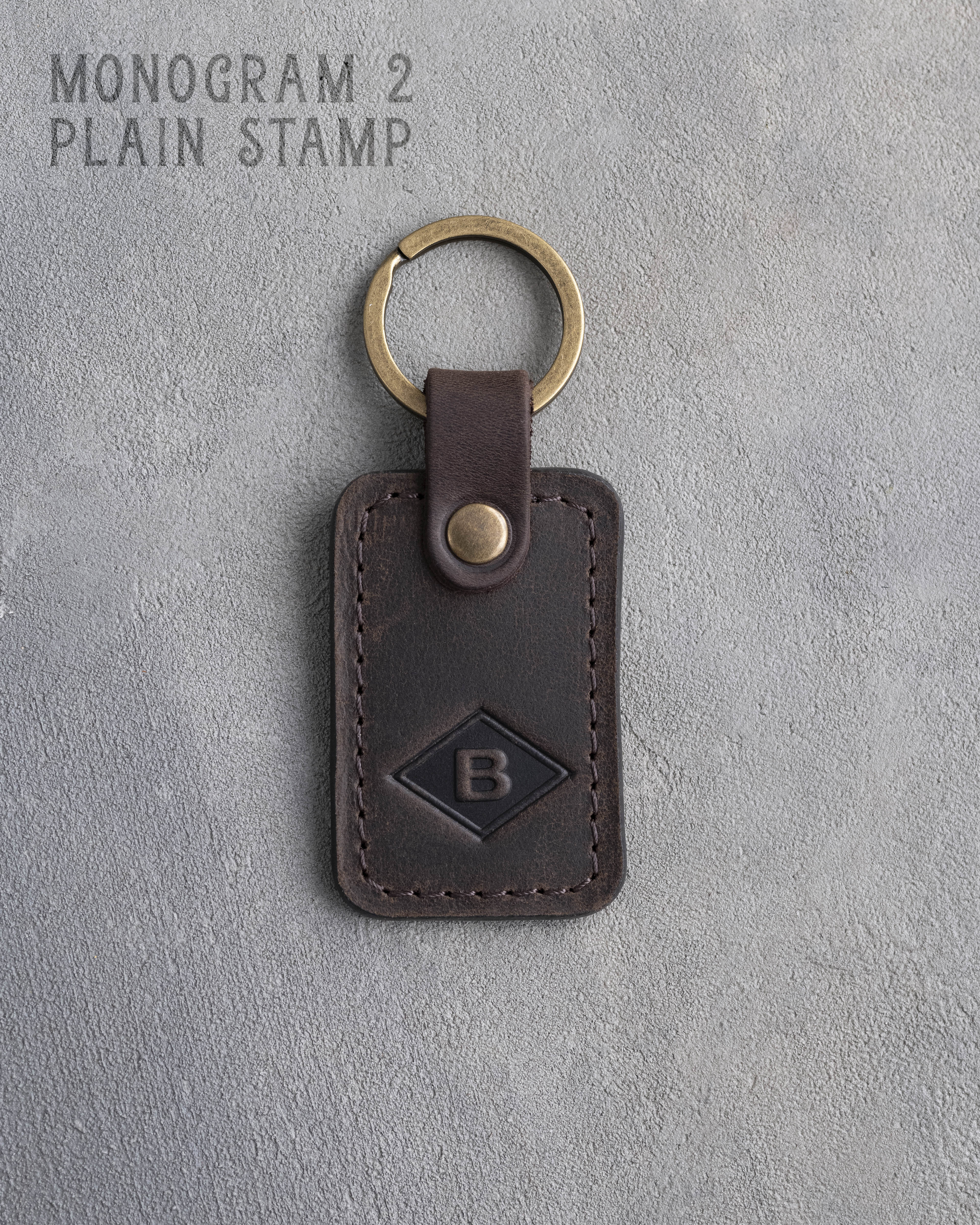 Personalized Leather Keychain in Dark Espresso Leather